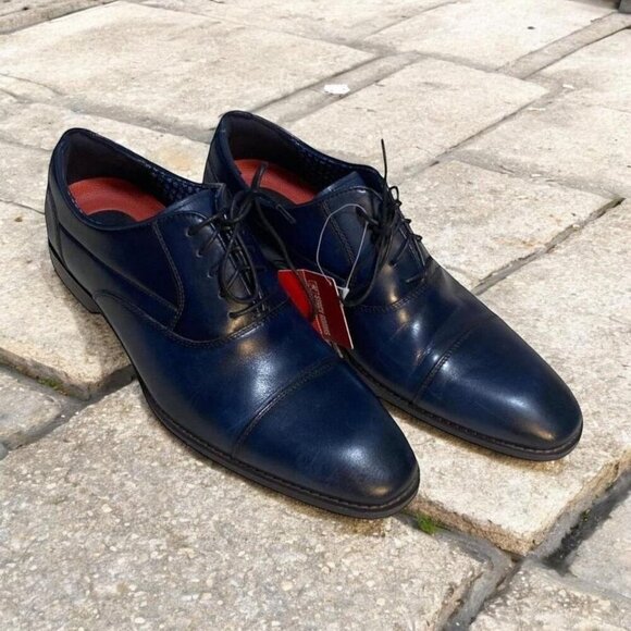 Blue Leather Lace Up Dress Shoes